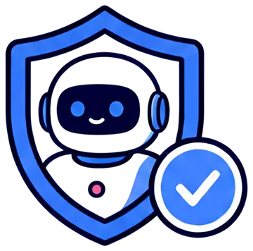 Glowing AI Assistant with Shield and Checkmark