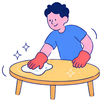 Person Polishing Table with Cloth