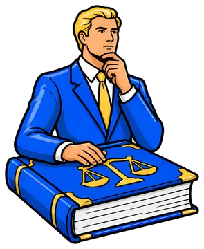 Thoughtful lawyer with law book