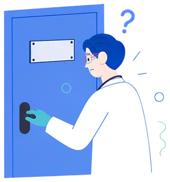 Doctor at Closed Office Door