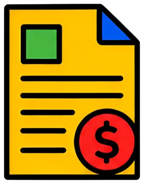 Colorful invoice document with dollar sign