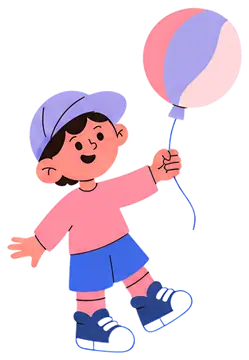 Cheerful child with colorful balloon