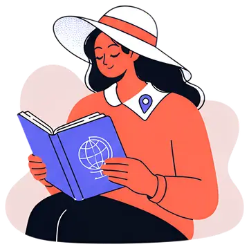 Person in Sun Hat Reading Travel Journal