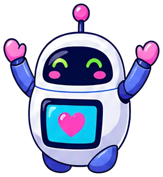 Cheerful robot assistant with heart display