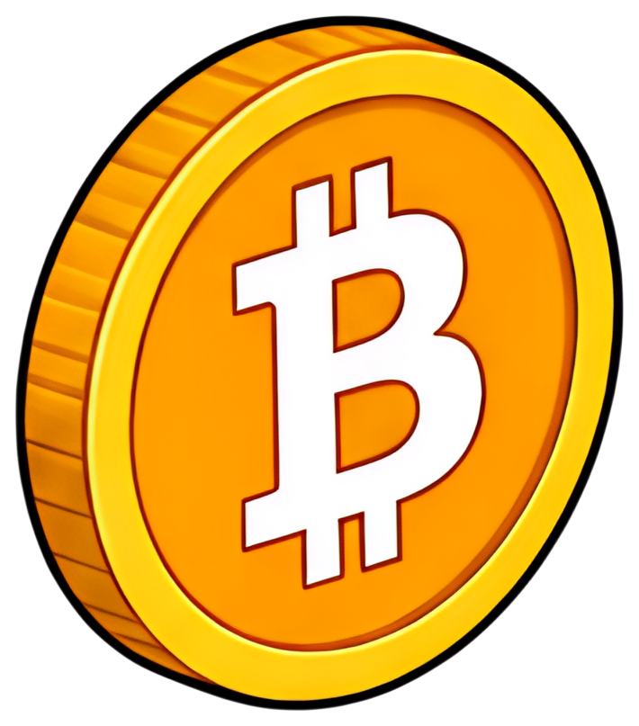A three-dimensional bitcoin coin featuring a prominent white bitcoin symbol on an orange background. The coin has a golden edge, enhancing its visibility and aesthetic appeal.