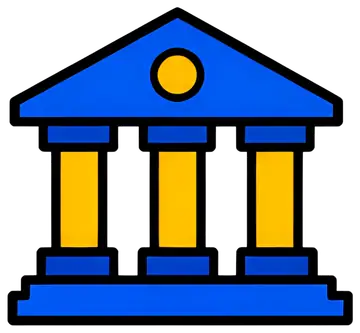 Stylized bank building icon