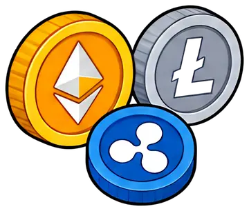 Colorful Cryptocurrency Coins