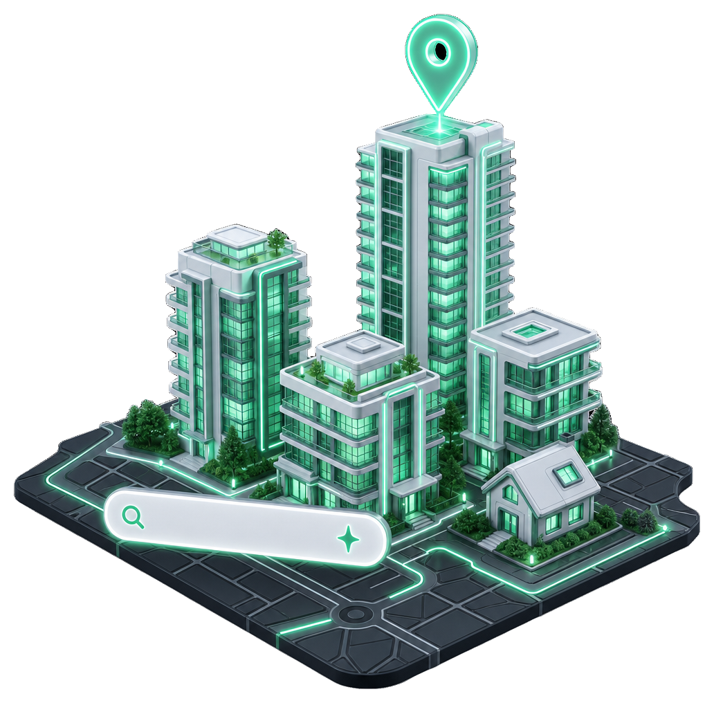 Stylized Isometric Cluster of Modern Apartments