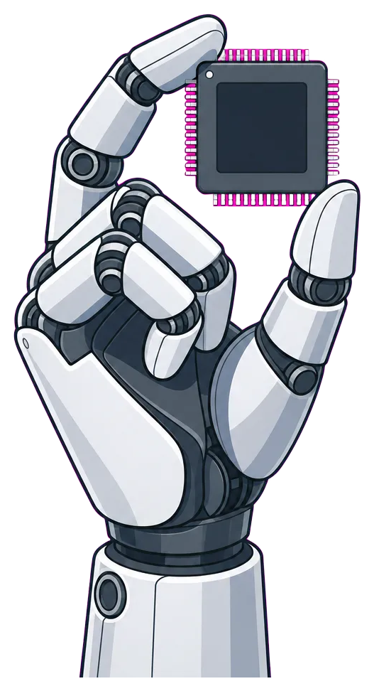 Robot Hand Holding Microchip