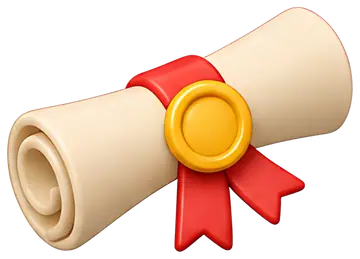 Rolled diploma scroll with ribbon
