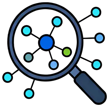 Magnifying Glass Over Connected Dots