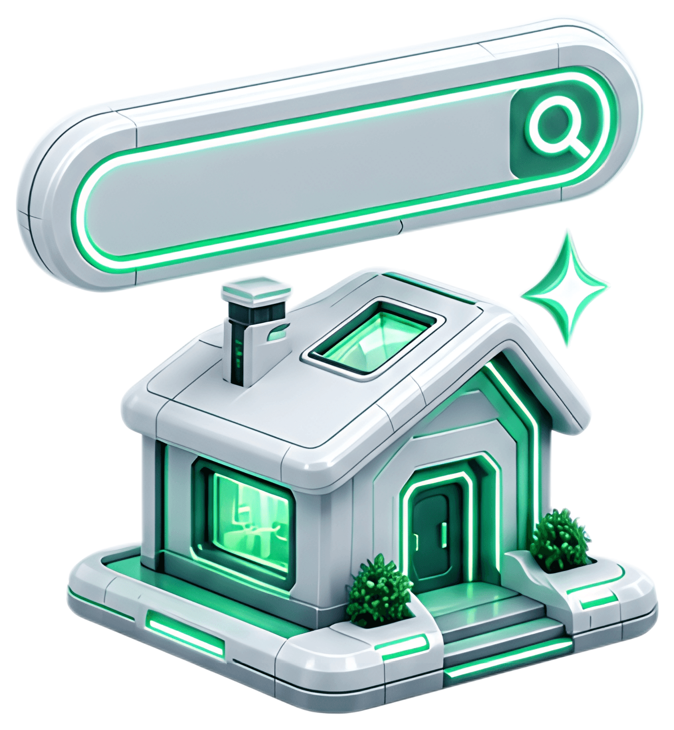 Isometric Smart Search Icon with House