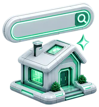 Isometric Smart Search Icon with House