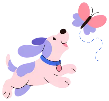 Playful puppy chasing a butterfly
