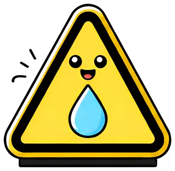 Smiling Yellow Warning Triangle with Water Droplet