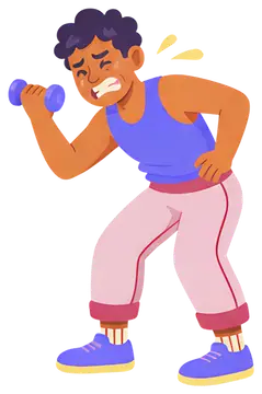 Struggling Weightlifter with Dumbbell