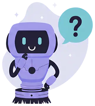 Cheerful robot with speech bubble