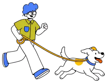 Jogging Person with Leashed Dog