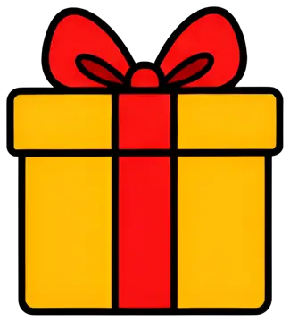 Bright yellow gift box with red ribbon