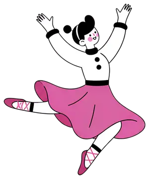 Joyful dancer in pink dress
