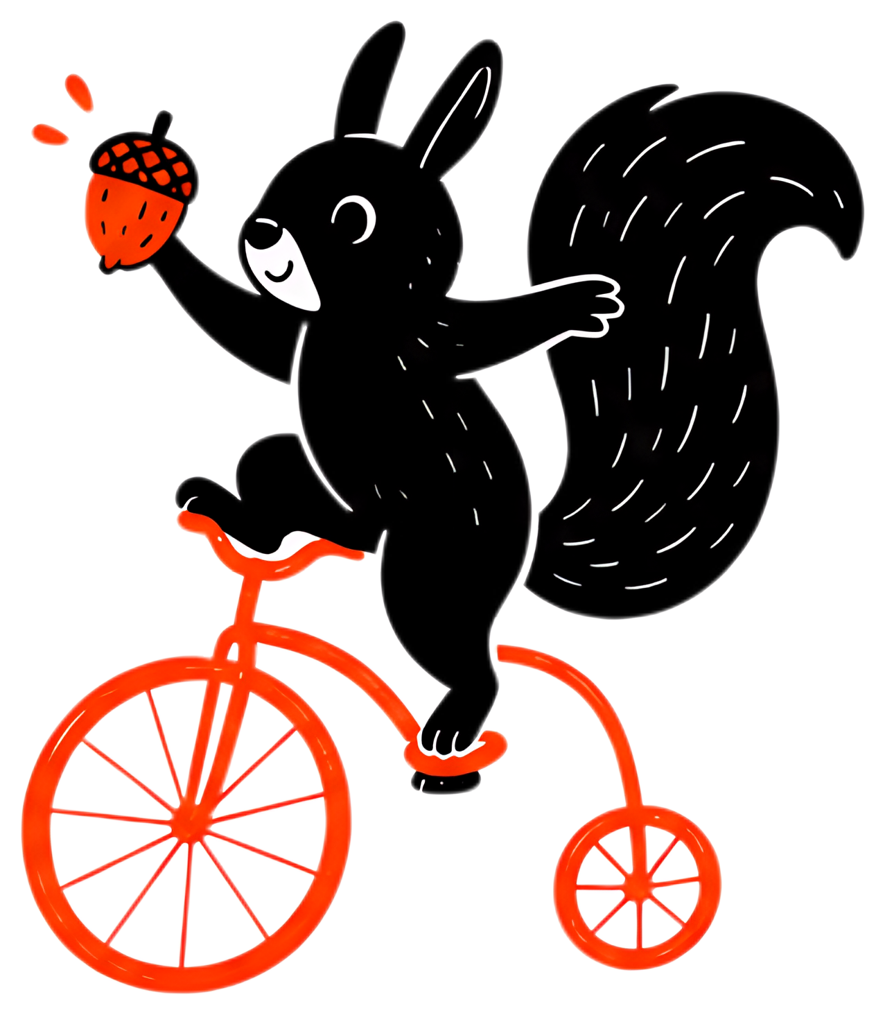 Playful squirrel riding a bicycle