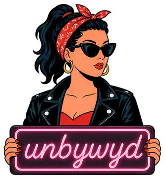 Retro Woman in Leather Jacket with Neon Sign