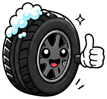 Happy cartoon tire with thumbs-up
