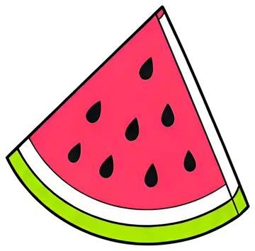 Bright watermelon slice icon