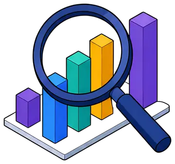Magnifying Glass Over Bar Chart