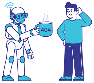 Robot Assistant Serving 404 Error Cup