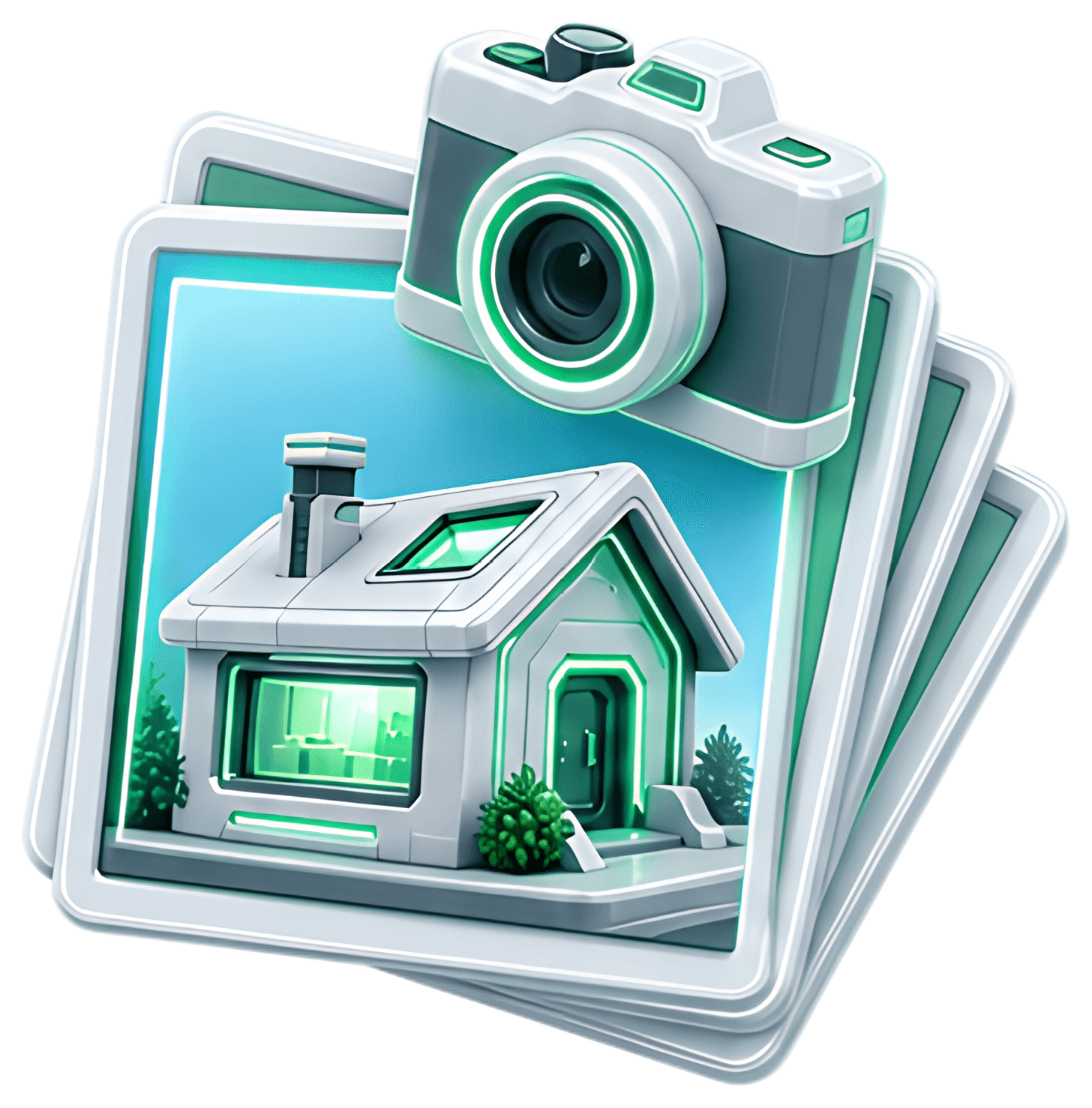 Isometric Camera Icon Over Property Photos