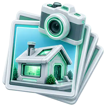 Isometric Camera Icon Over Property Photos