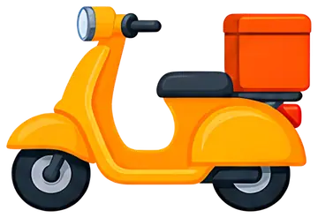 Bright orange food delivery scooter