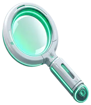 3D Neon Green and White Magnifying Glass