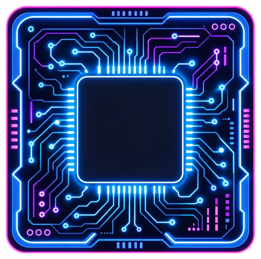 Abstract Circuitry with Neon Highlights