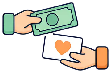 Hands Exchanging Banknote and Note