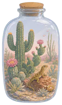 Glass Bottle with Desert Scene and Lizard