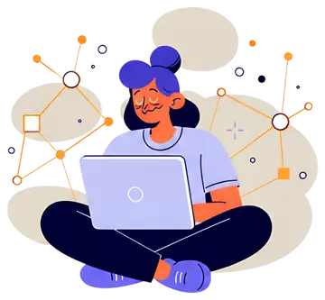 Person Using Laptop Surrounded by Networks