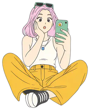 Surprised girl taking a selfie