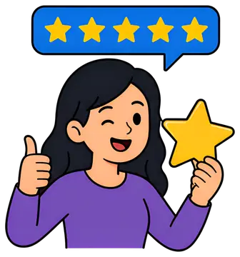 Happy customer giving five star review