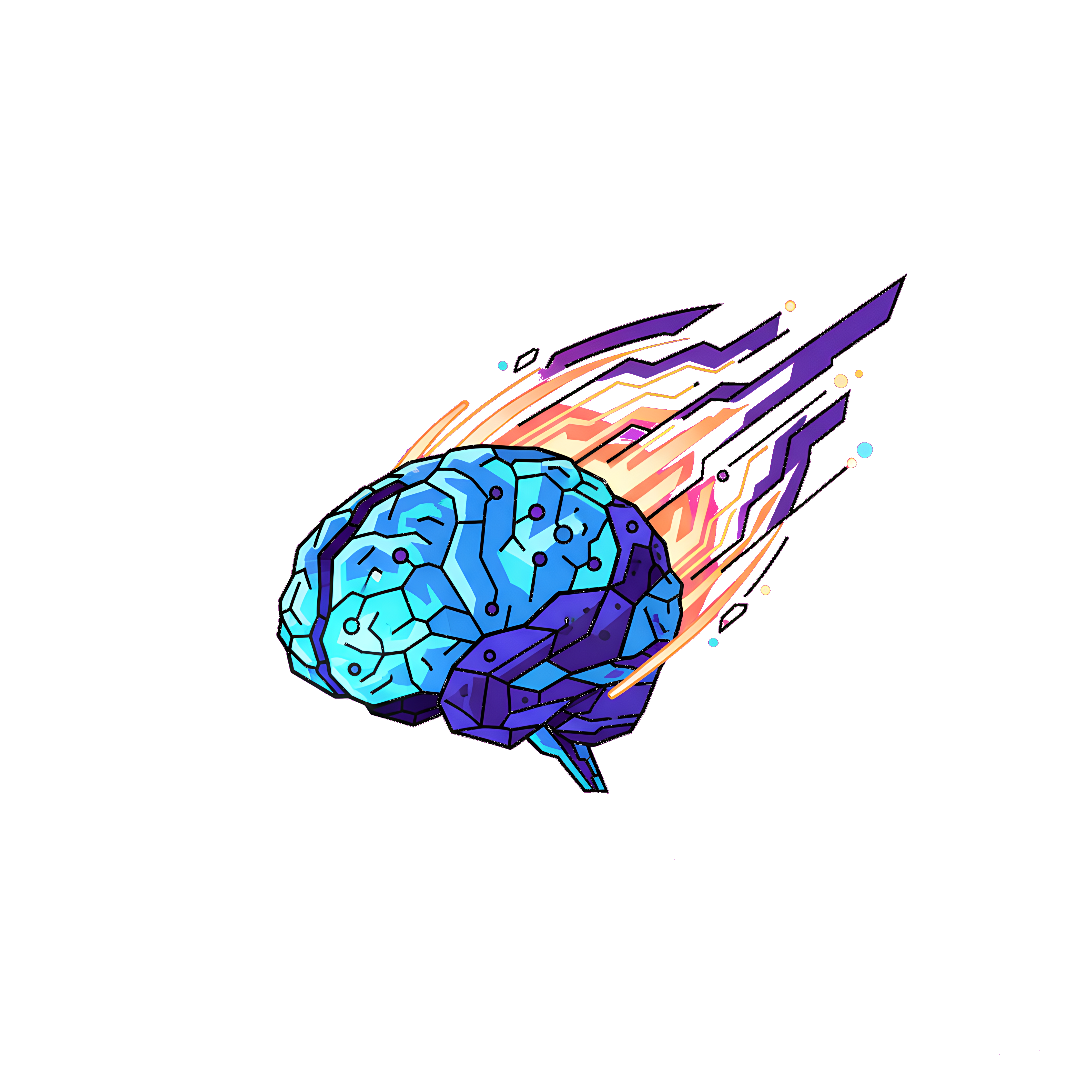 Glowing Tech Brain in Motion