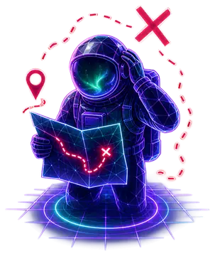 Astronaut with a Map and Neon Glow