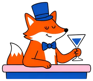 Stylish fox in top hat with martini