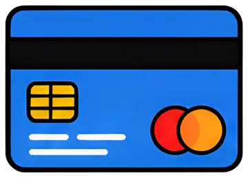 Blue credit card with chip and logo