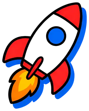Colorful cartoon rocket