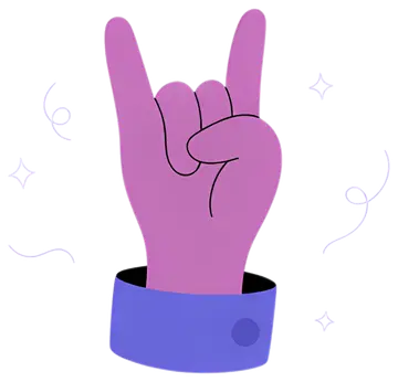 Purple hand gesture with blue sleeve