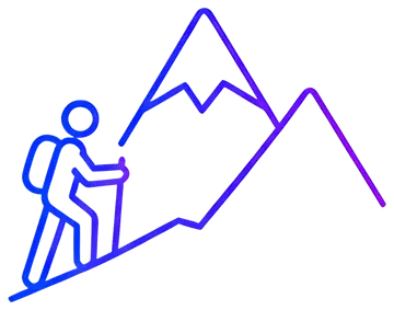 Hiker Climbing Mountain Outline
