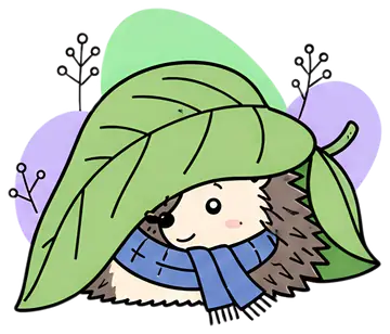 Hedgehog Peeking Under Leaf