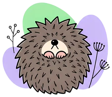 Cute hedgehog curled into a ball