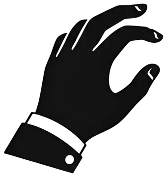 Stylized left hand poised above piano keys